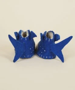 Silk Road Bazaar Wool Baby Booties - Shark