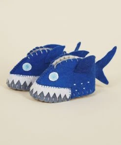 Silk Road Bazaar Wool Baby Booties - Shark