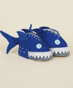 Silk Road Bazaar Wool Baby Booties - Shark