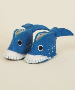 Silk Road Bazaar Wool Baby Booties - Whale