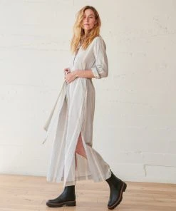 WVN Striped Shirt Maxi Dress