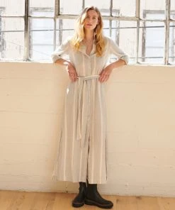 WVN Striped Shirt Maxi Dress