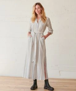 WVN Striped Shirt Maxi Dress