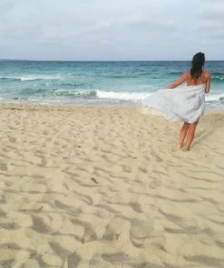 Hilana: Upcycled Cotton Yalova Upcycled Marbled Turkish Towel / Blanket - Blue