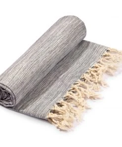 Hilana: Upcycled Cotton Yalova Upcycled Marbled Turkish Towel / Blanket - Blue