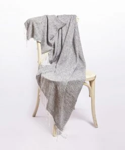 Hilana: Upcycled Cotton Home Goods Yalova Upcycled Marbled Turkish Towel / Blanket - Black