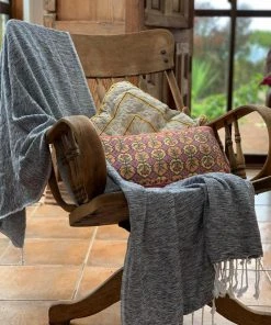 Hilana: Upcycled Cotton Home Goods Yalova Upcycled Marbled Turkish Towel / Blanket - Black