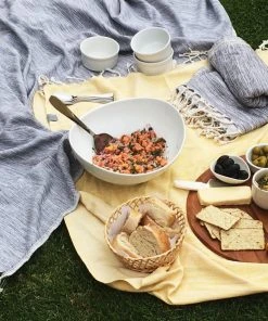 Hilana: Upcycled Cotton Yalova Upcycled Marbled Turkish Towel / Blanket - Blue