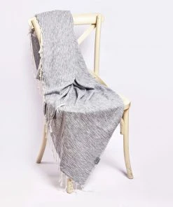 Hilana: Upcycled Cotton Yalova Upcycled Marbled Turkish Towel / Blanket - Blue