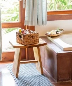 Masaya & Co. Handcrafted Zapatera Teak Shower Stool