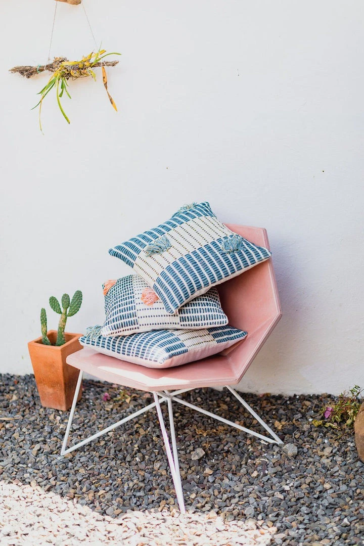 Zuahaza Salento Throw Pillow Cover - Indigo + Seaglass Handcrafted Zuahaza Salento Throw Pillow Cover - Indigo + Seaglass Handcrafted