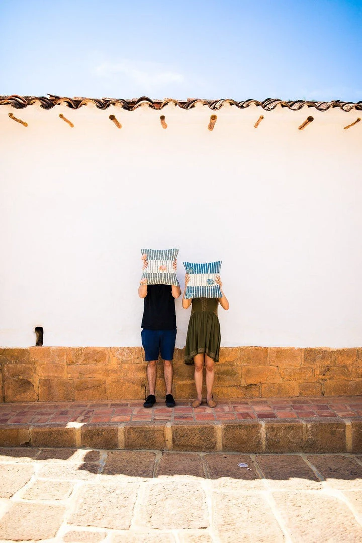 Zuahaza Salento Throw Pillow Cover - Indigo + Seaglass Handcrafted Zuahaza Salento Throw Pillow Cover - Indigo + Seaglass Handcrafted